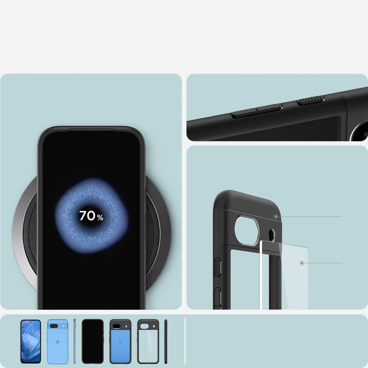 Etui Spigen Ultra Hybrid do Google Pixel 8a, przezroczysto-czarne